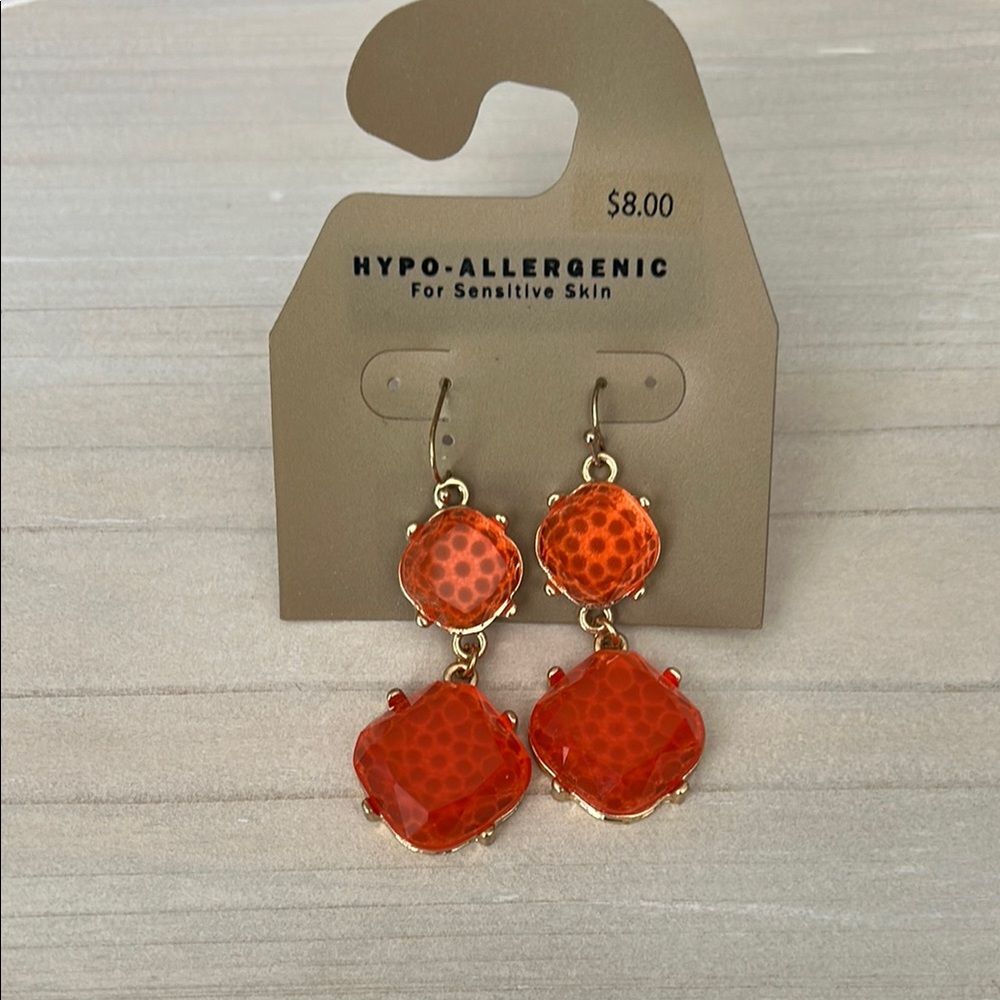 Orange Dangle Earrings for Sensitive Skin